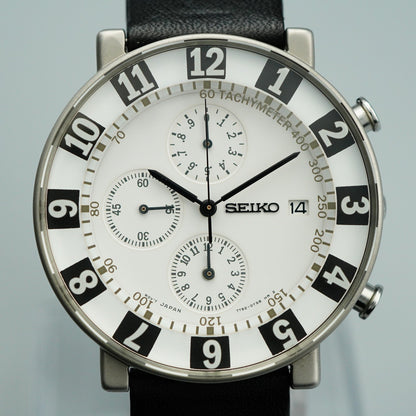 *MINT* Vintage SEIKO SPIRIT SOTTSASS 7T92-0TS0 Qz White Round 39mm Mens Watch