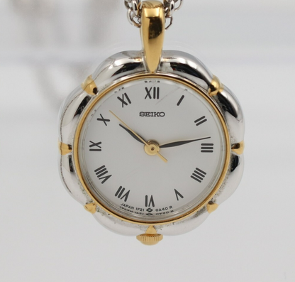 *Exc+5* Vintage SEIKO 1F21-0A10 Quartz White Dial Round 20mm Women Watch JAPAN
