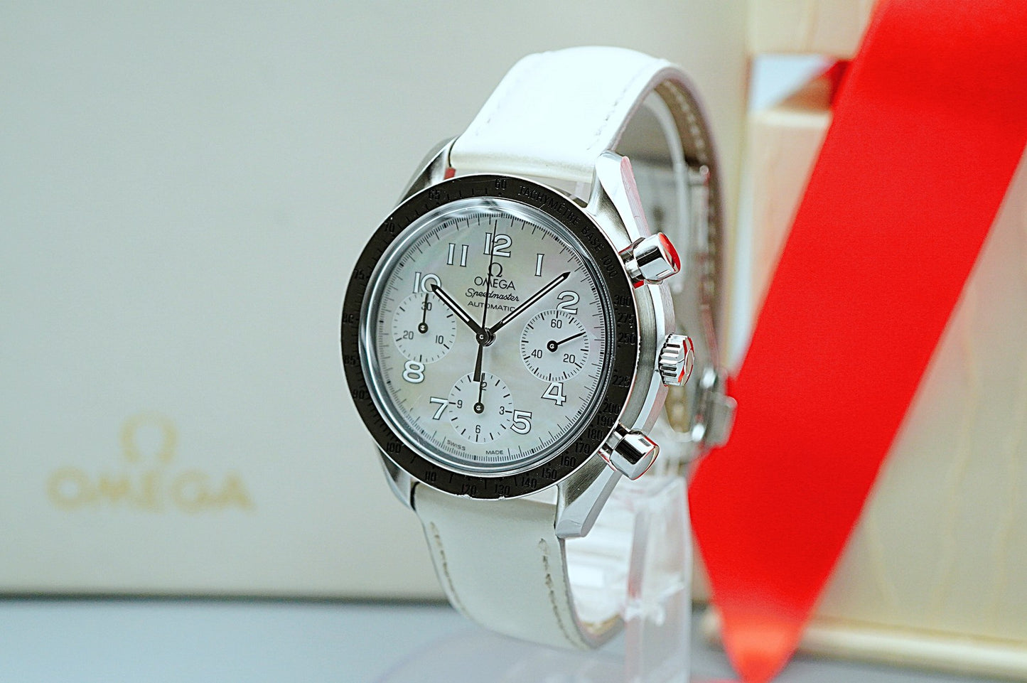 N MINT Vintage 1998 OMEGA Speedmaster 3802.70.56 Automatic White 40mm Mens Watch