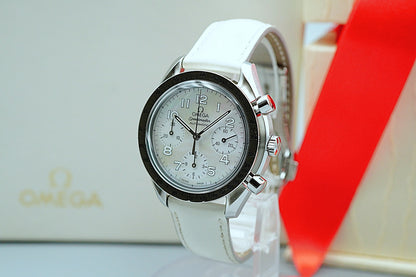 N MINT Vintage 1998 OMEGA Speedmaster 3802.70.56 Automatic White 40mm Mens Watch