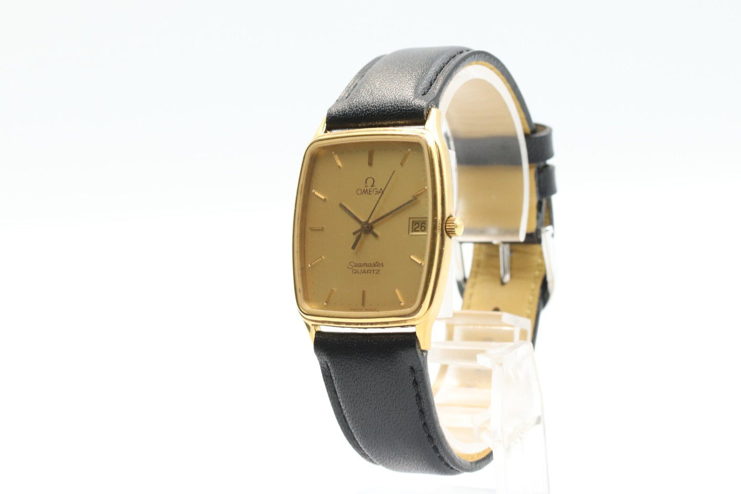*NEAR MINT* Vintage OMEGA Seamaster Cal.1430 Quartz Gold Dial Date Women Watch