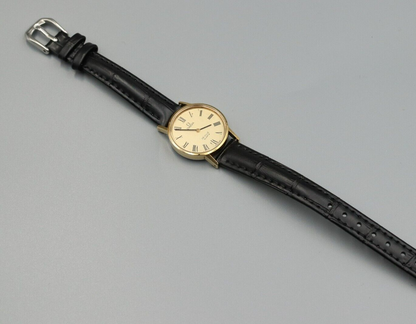 *Exc+5* Vintage OMEGA De Ville Cal.1351 Quartz Gold Roman Dial Round Women Watch