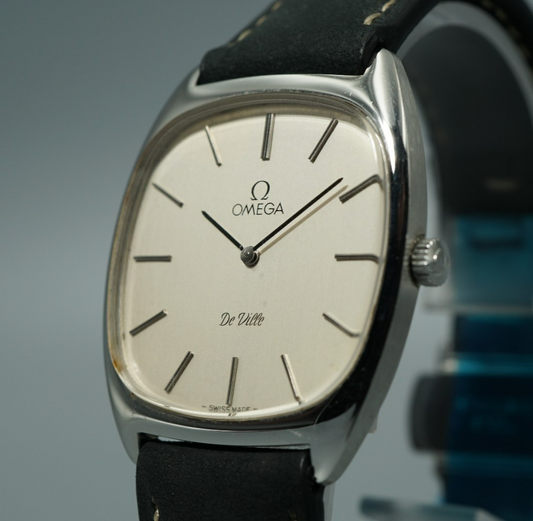 *N MINT* Vintage 1975 OMEGA De Ville Cal.625 Hand Wind Silver Square Mens Watch