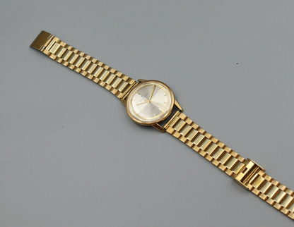 *Exc+5* Vintage SEIKO Seikomatic J14075 Quartz Gold Dial Round Mens Watch