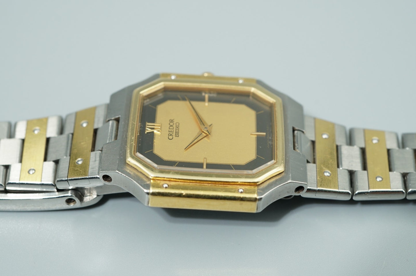 *Exc+5* Vintage SEIKO CREDOR 8420-5360 Quartz Gold Square 23mm Women Watch