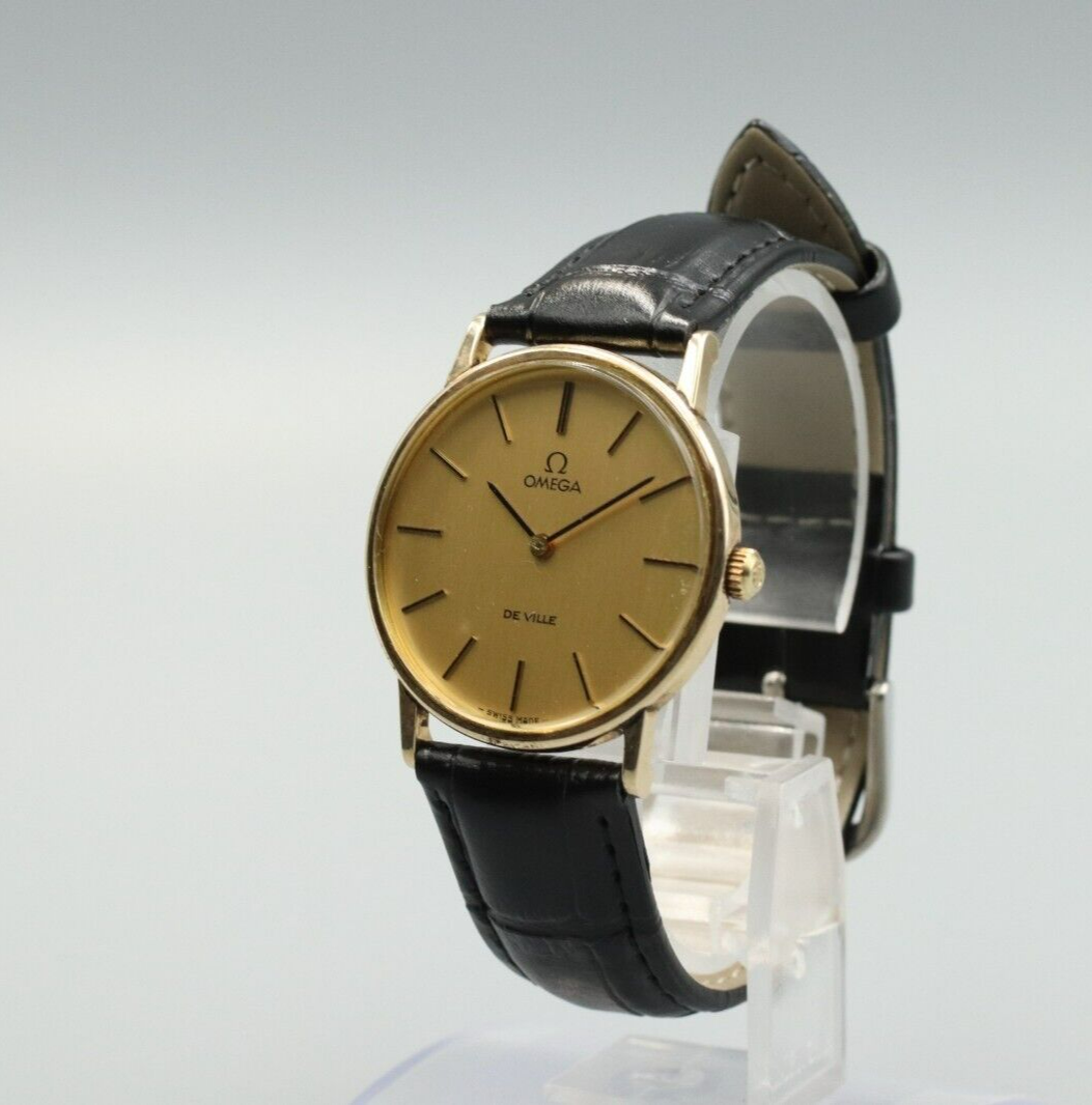 *Exc+4* Vintage OMEGA De Ville Cal.625 Hand Winding Gold Dial Round Mens Watch