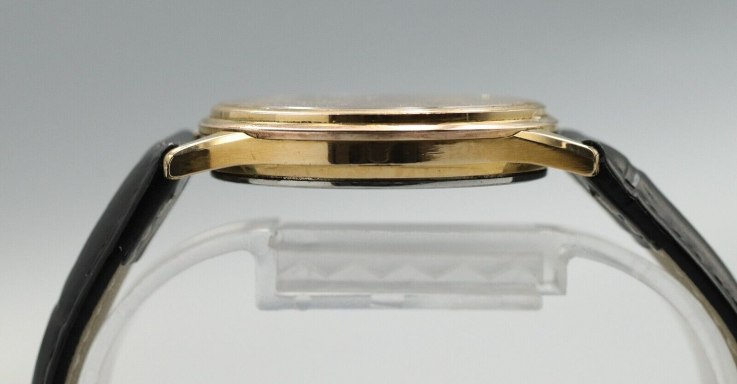 *Exc+5* Vintage OMEGA De Ville Cal.1332 Quartz Gold Dial Date Round Mens Watch