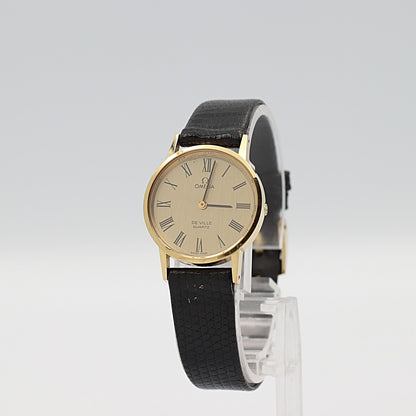 *NEAR MINT* Vintage 1980 OMEGA De Ville Qz Gold Round 24mm Women,Ladies Watch