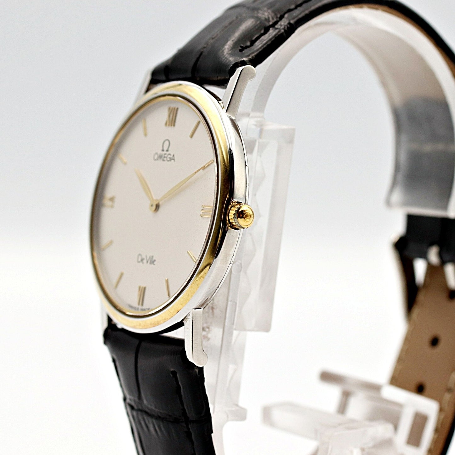*NEAR MINT* Vintage 1990s OMEGA De Ville Cal.1378 Qz Gold Round 33mm Mens Watch