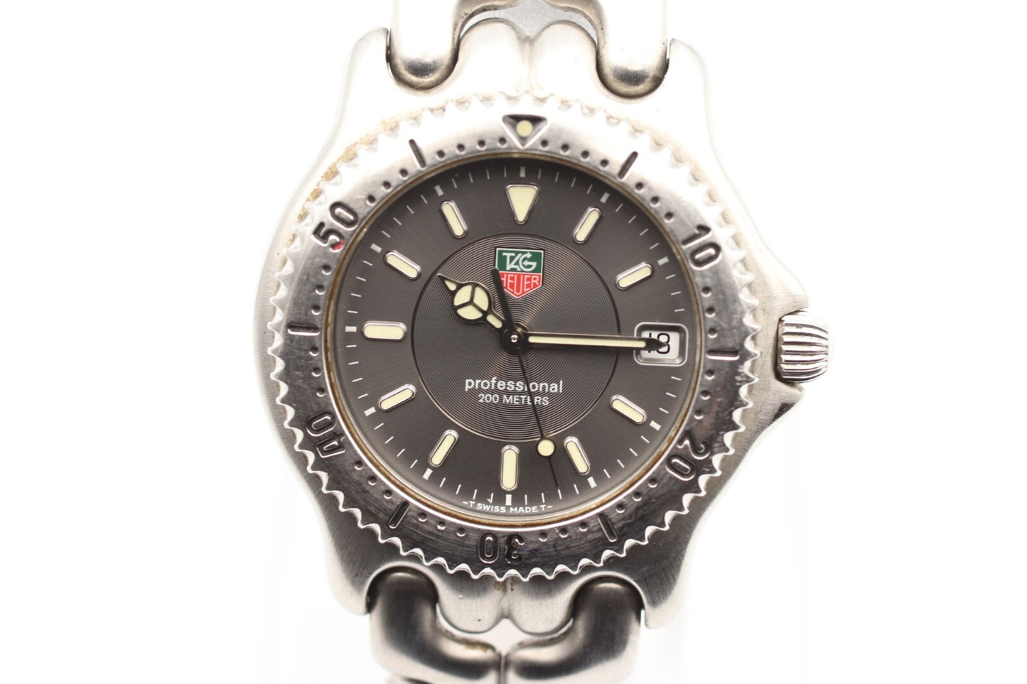 *N MINT* Vintage 1990s TAG HEUER Professional WG1113-K0 Qz Gray 39mm Mens Watch