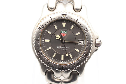 *N MINT* Vintage 1990s TAG HEUER Professional WG1113-K0 Qz Gray 39mm Mens Watch