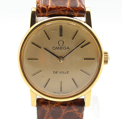 Exc+4 Vintage 1970 OMEGA De Ville Cal.625 Hand Wind Gold Round 25mm Women Watch
