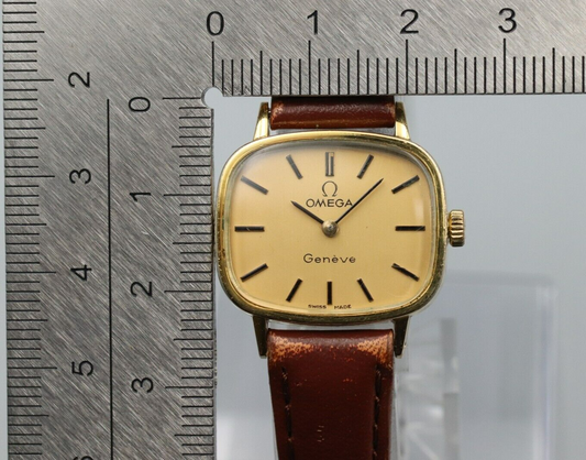*N MINT* Vintage OMEGA Geneve Cal.625 Hand Winding Gold Rectangle Women Watch