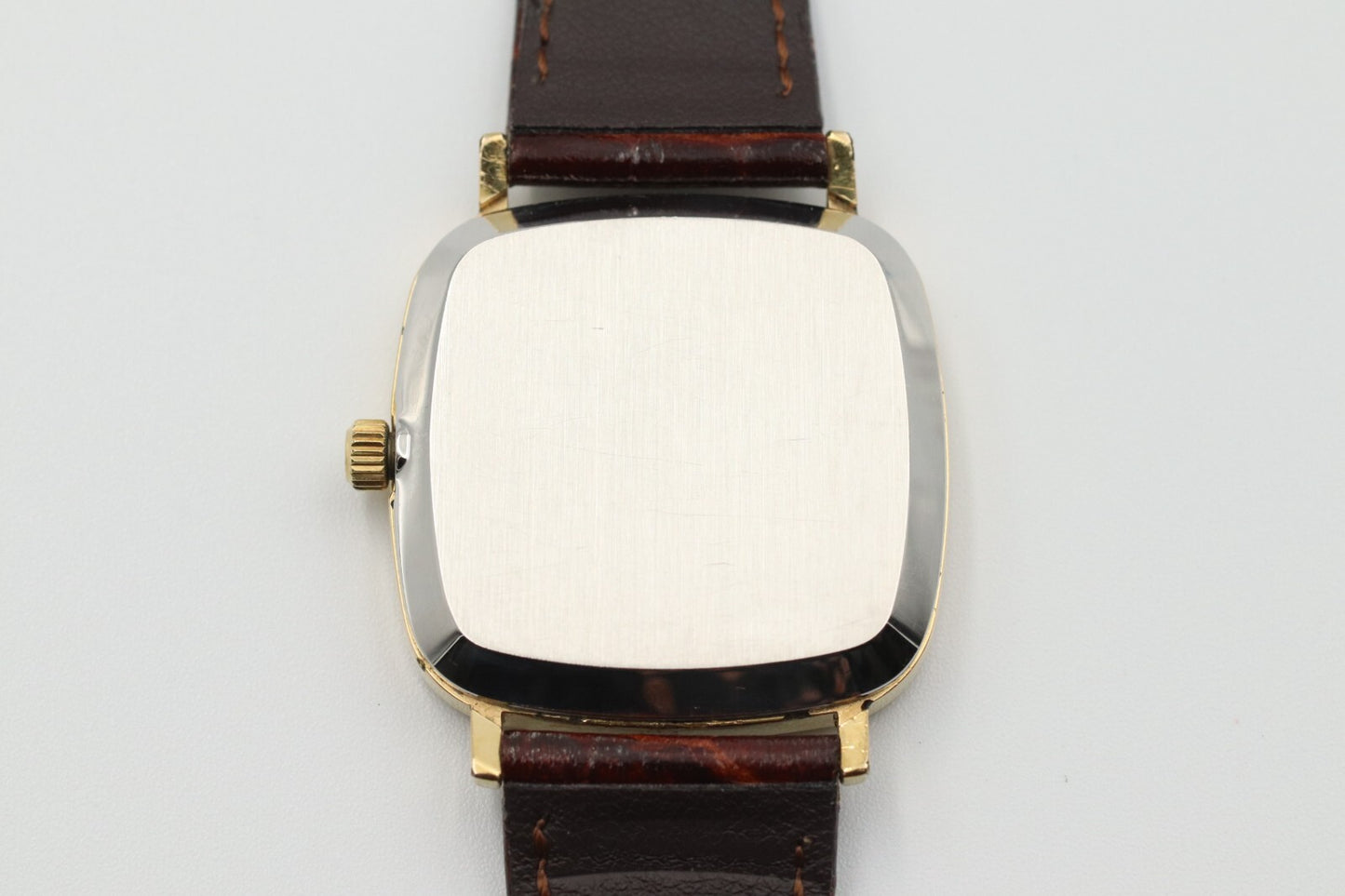 *N MINT* Vintage OMEGA De Ville Cal.1330 Quartz Gold Dial Square 31mm Mens Watch