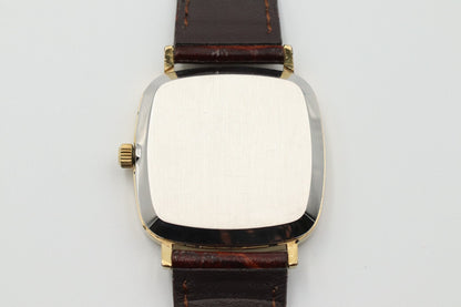 *N MINT* Vintage OMEGA De Ville Cal.1330 Quartz Gold Dial Square 31mm Mens Watch