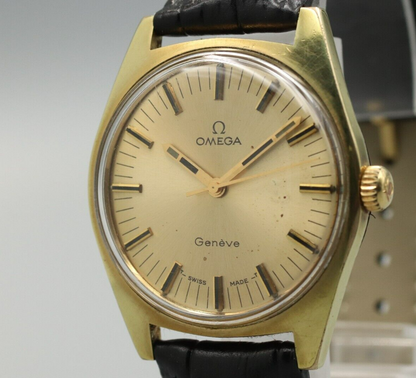 *Exc+5* Vintage OMEGA Geneve Cal.601 Hand Winding Gold Dial Round Mens Watch