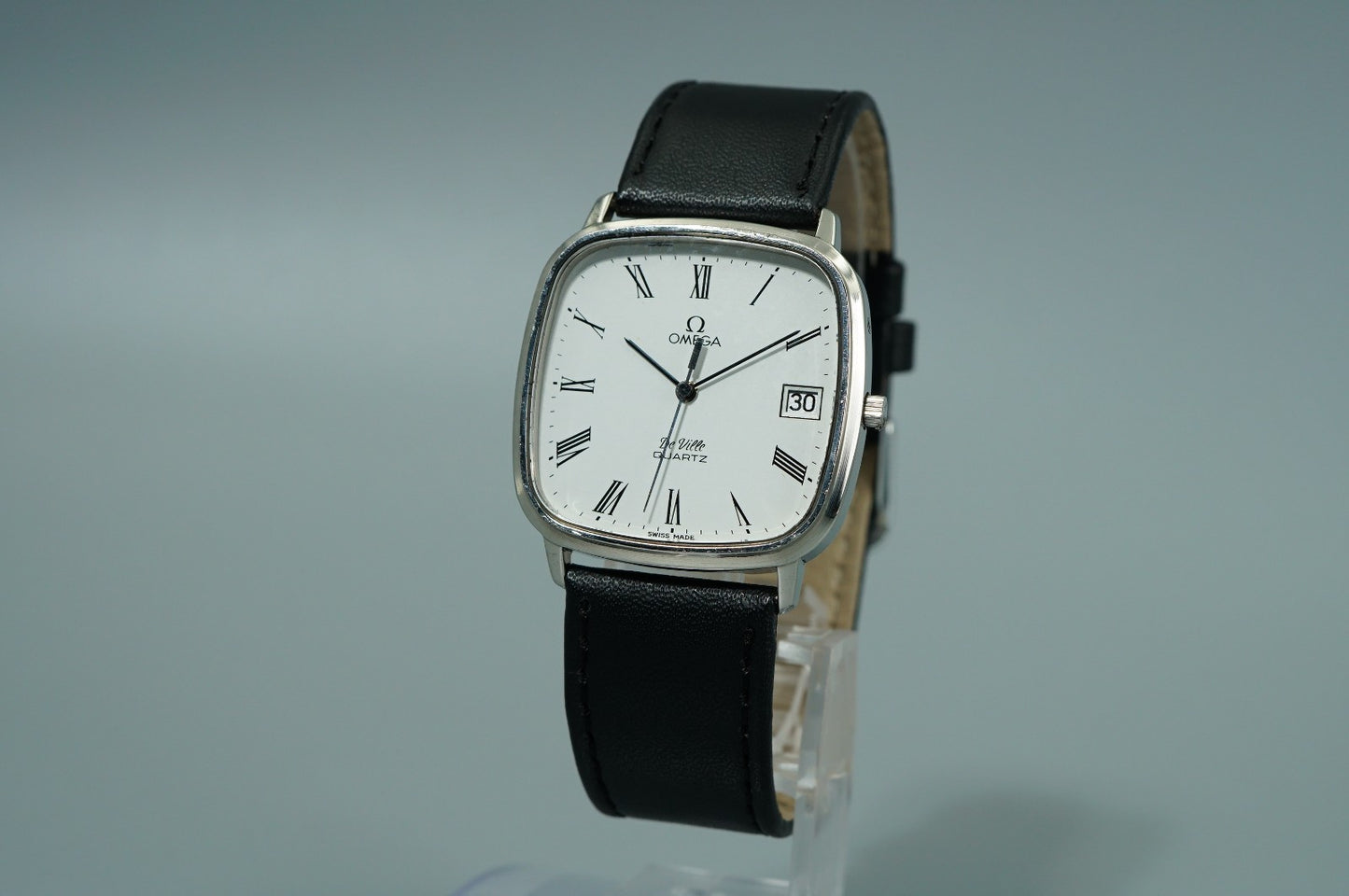 *NEAR MINT* Vintage 1974 OMEGA De Ville Cal.1332 Qz White Square 33mm Mens Watch