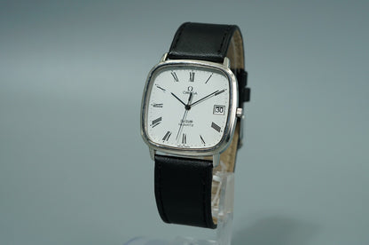 *NEAR MINT* Vintage 1974 OMEGA De Ville Cal.1332 Qz White Square 33mm Mens Watch