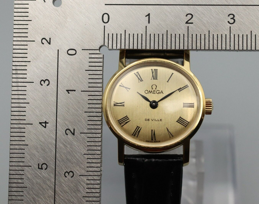 *N MINT* Vintage OMEGA De Ville Cal.625 Hand Winding Gold Roman Dial Women Watch