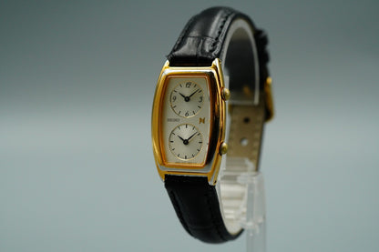 *Exc+5* Vintage SEIKO 1E20-3A00 Quartz White Dial Rectangle 21mm Women Watch