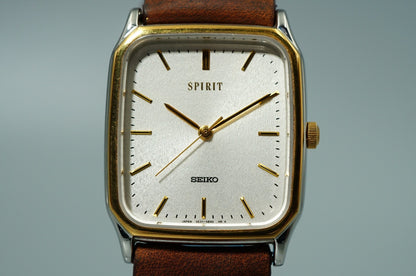 N MINT Vintage 1994 SEIKO SPIRIT 5E31-5B50 Qz White Rectangle 27mm Women Watch