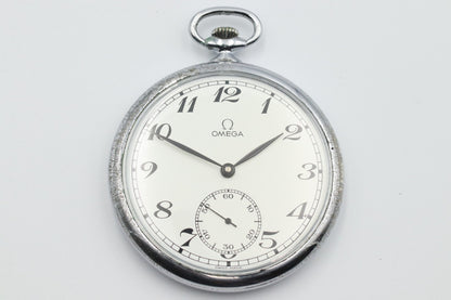 *Exc+5* Vintage 1940s OMEGA Pocket watch Cal.960 Hand Winding Small Second White