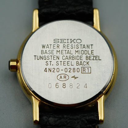 *NEAR MINT* Vintage SEIKO Exceline 4N20-0280 Qz White Round 22mm Women Watch