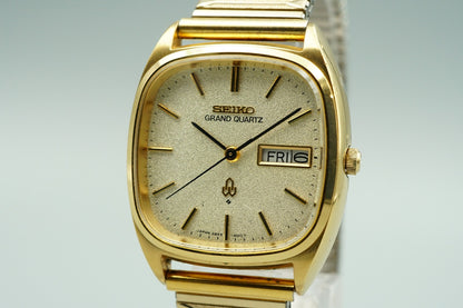 *Exc+5* Vintage 1977 SEIKO Grand Qz48 43-5100 Qz Gold Square 34mm Mens Watch