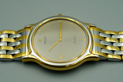 *Exc+5* Vintage 1984 SEIKO Dolce 9530-6000 Qz Gold Round 31mm Mens Watch