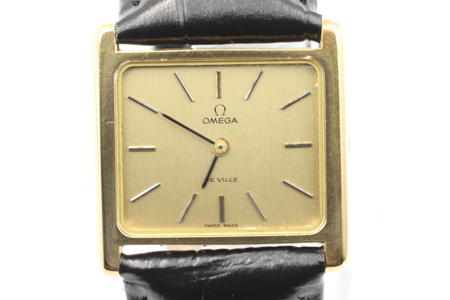 N MINT* Vintage OMEGA De Ville Cal.625 Hand Winding Gold Dial Square Women Watch