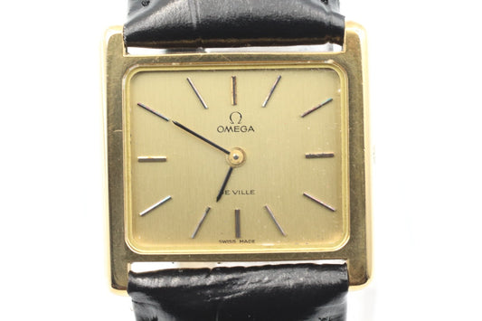 N MINT* Vintage OMEGA De Ville Cal.625 Hand Winding Gold Dial Square Women Watch
