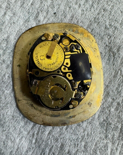 *Exc+4* Vintage OMEGA De Ville Cal.1350 Quartz Gold Dial Oval Women Watch JAPAN