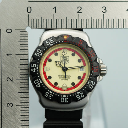 *Exc+5* Vintage TAG HEUER Professional 371.508 Qz Cream Round 28mm Women Watch