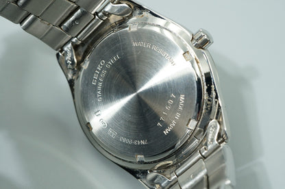 *Exc+5* Vintage1997 SEIKO 7N43-9080 Quartz Black Dial Round 37mm Mens Watch