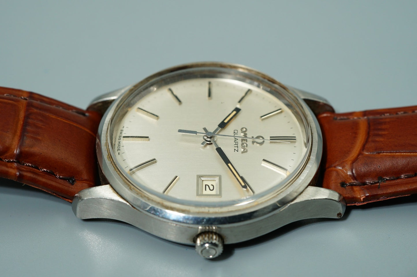 *N MINT* Vintage 1970s OMEGA Seamaster Cal.1342 Qz Silver 35mm Mens Watch