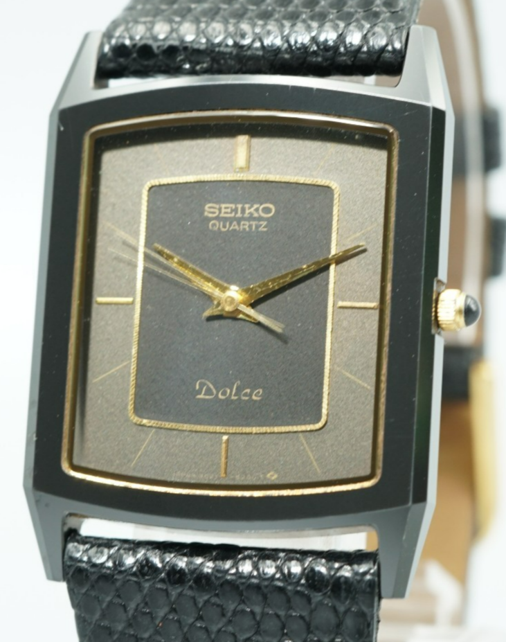 *MINT* Vintage 1977 SEIKO Dolce 9521-5200 Qz Black Rectangle 26mm Women Watch