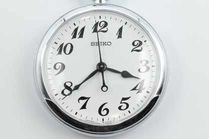 *Exc+5* Vintage SEIKO 7C11-0010 Quartz White Dial Round 50mm Mens Watch JAPAN