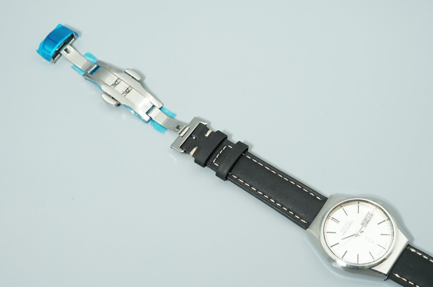 *NEAR MINT* Vintage 1977 SEIKO King Quartz 4823-8100 Silver 35mm Mens Watch