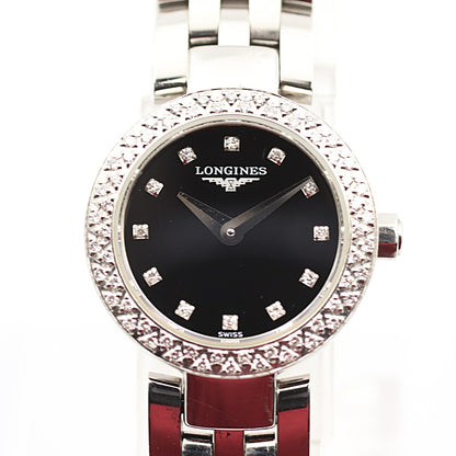 Vintage LONGINES Dolce vita L5.174.0 Quartz Diamond Bezel Black 20mm Women Watch