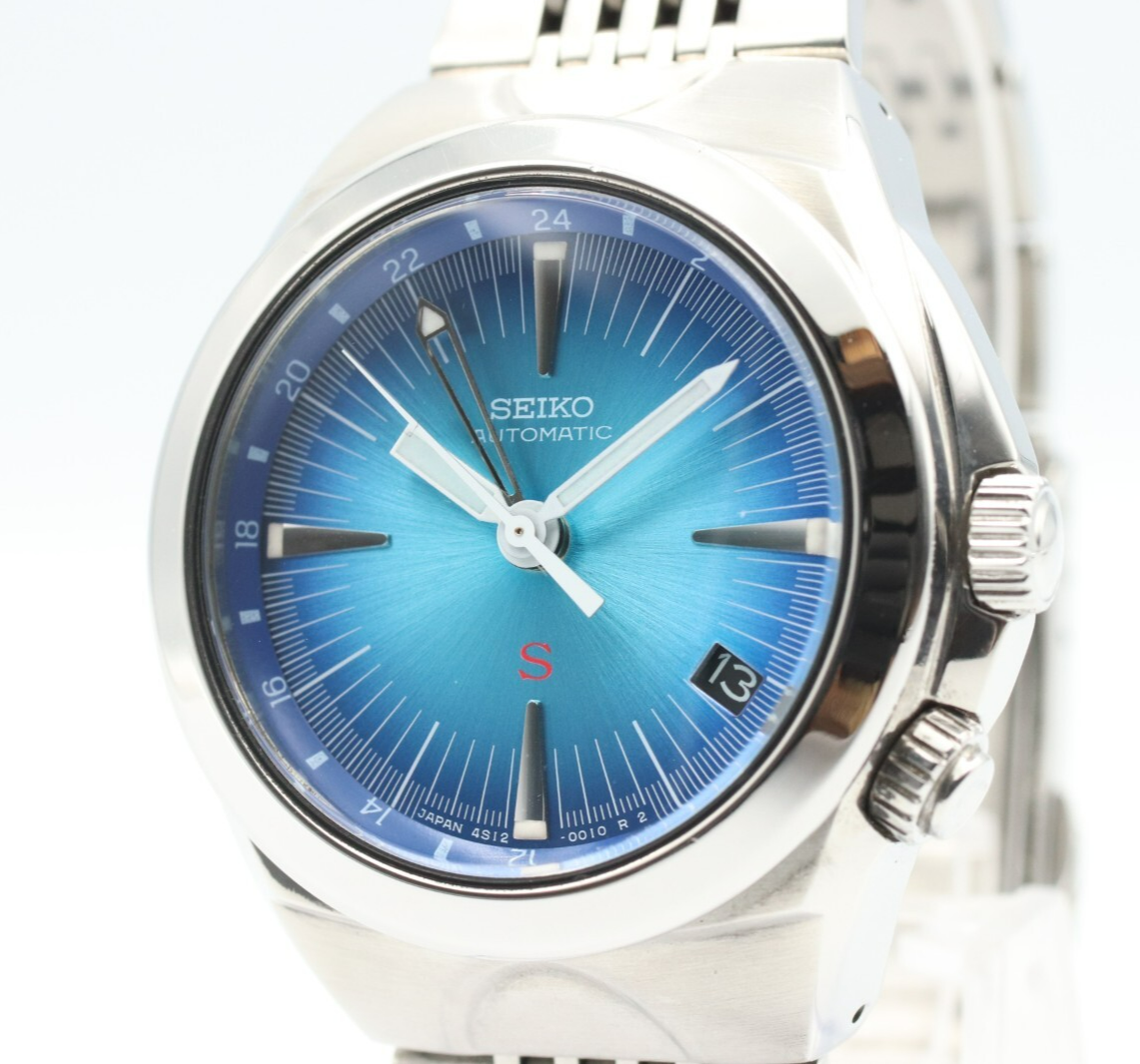 *MINT* SEIKO Mecha SUS 4S12-0010 Automatic Blue Dial Round 39mm Mens Watch JAPAN