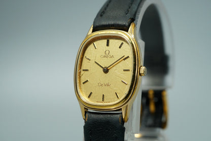 Exc+5 Vintage 1986 OMEGA De Ville Cal.1450 Ref.591.0281 Qz Gold 20mm Women Watch
