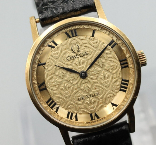 *Exc+5* Vintage OMEGA De Ville Cal.625 Hand Winding Gold Dial Round Women Watch