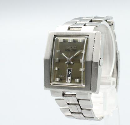 *Exc+4* Vintage SEIKO 5 ACTUS 6106-5470 Quartz Brown Dial Rectangle Women Watch