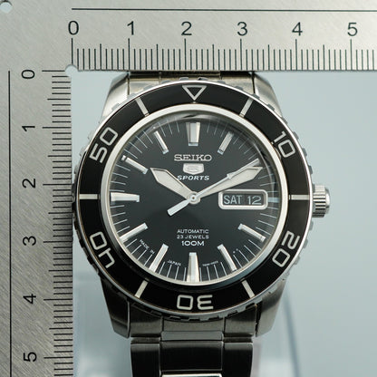 *MINT* Vintage SEIKO 5SPORTS 7S36-04N0 AT Black Dial Round 42mm Mens Watch