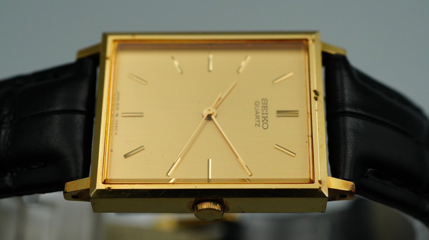 *Exc+5* Vintage 1995 SEIKO Chariot  2C21-5180 Qz Gold Rectangle 24mm Women Watch