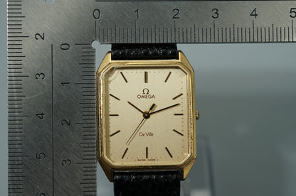 *Exc+4* Vintage 1982 OMEGA De Ville Cal.1417 Qz Gold Octagon 25mm Women Watch
