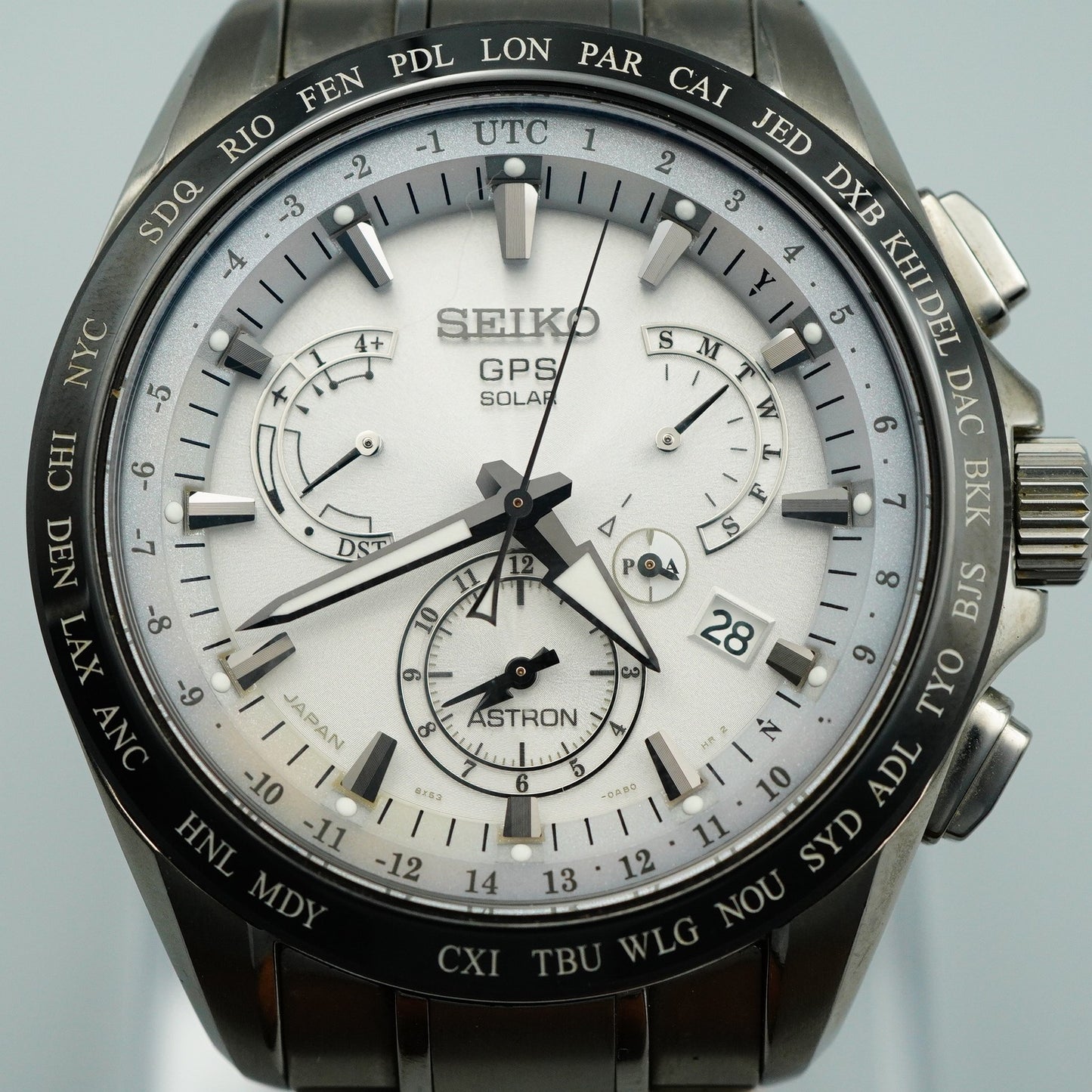 *MINT in Box* SEIKO ASTRON 8X53-0AB0-2 Solar White Dial Round 45mm Mens Watch