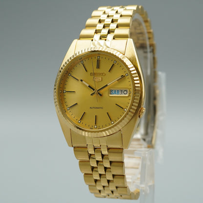 MINT Vintage 1990s SEIKO SEIKO 5 7S26-0500 Automatic Gold Round 36mm Mens Watch