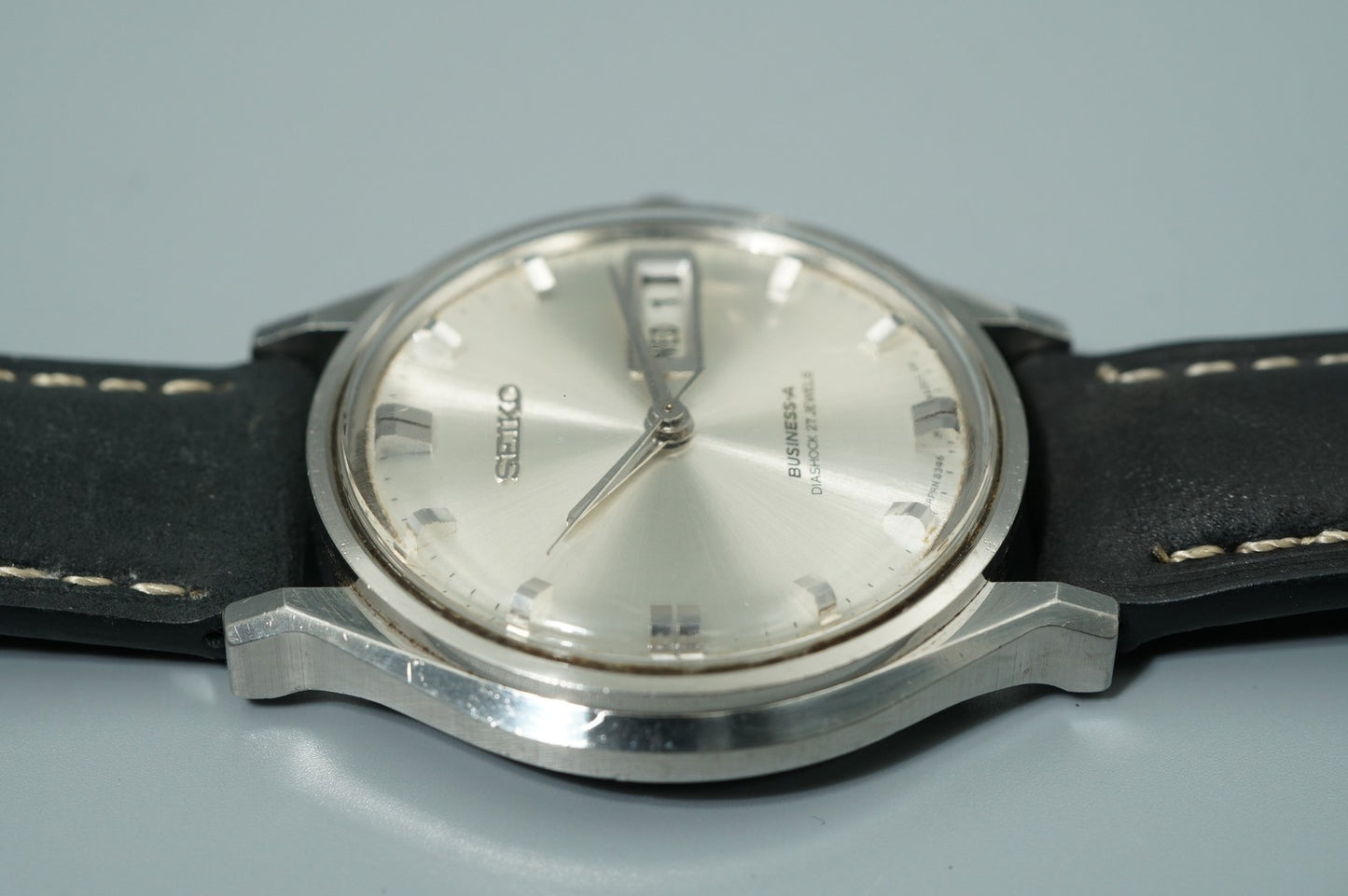 N MINT Vintage 1967 SEIKO BUSINESS-A 8346-8000 Hand Wind Silver  36mm Mens Watch