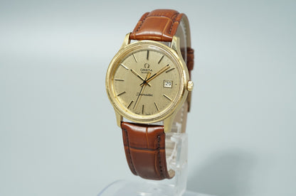 *NEAR MINT* Vintage 1977 OMEGA Seamaster Cal.1342 Qz Gold Round 35mm Mens Watch